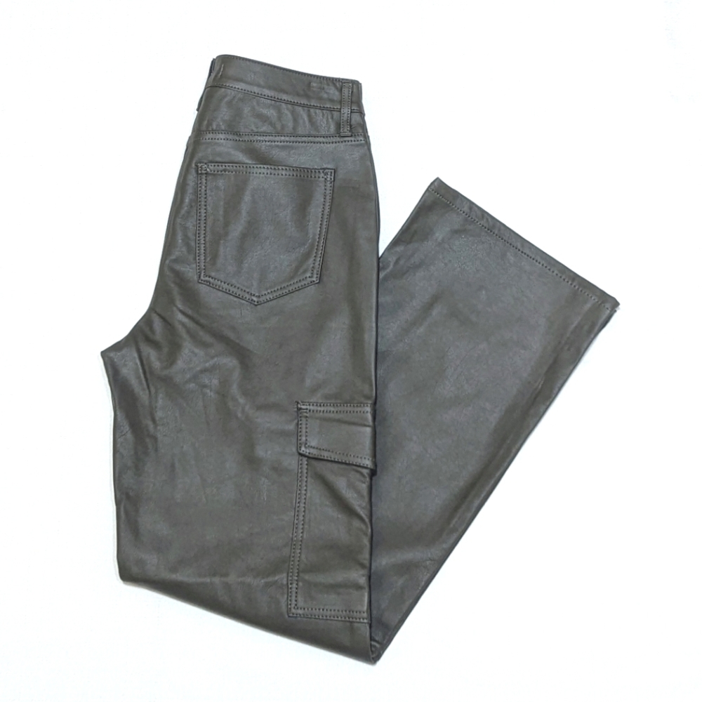 Tgla | Cargo Pants | Leather | Olive Green Pants New | Baggy | Oversized | Fall